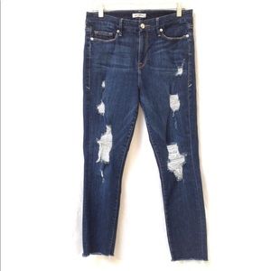 GOOD AMERICAN Good Legs Distressed Jeans Women's 30 Raw Hem Summer Festival